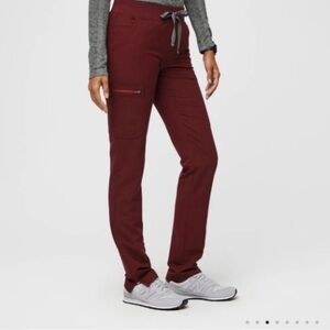 Figs Yola High Waisted 2.0 Scrub Pants In Burgundy Small Tall